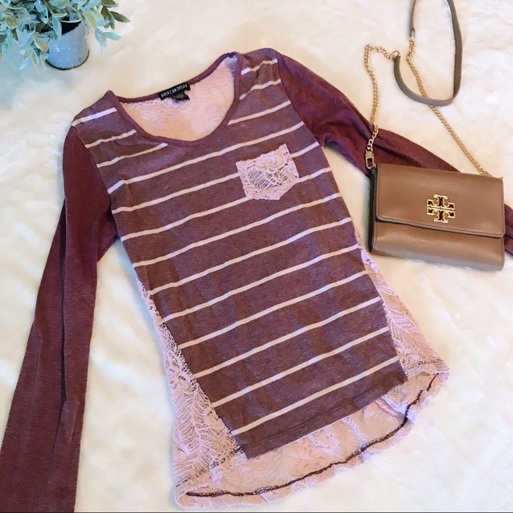 Striped top with crochet back